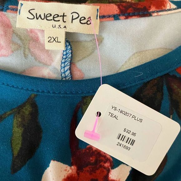 NWT Sweet Pea Floral Long Sleeve Dress 2X - Picture 5 of 7